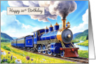 Happy 20th Birthday Watercolor Vibrant Vintage Steam Train card