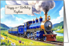 Nephew’s 21st Birthday Watercolor Vibrant Vintage Steam Train card