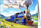 Brother’s 19th Birthday Watercolor Vibrant Vintage Steam Train card