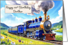 Brother’s 100th Birthday Watercolor Vibrant Vintage Steam Train card