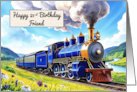 Friend’s 21st Birthday Watercolor Vibrant Vintage Steam Train card