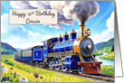 Cousin’s 18th Birthday Watercolor Vibrant Vintage Steam Train card