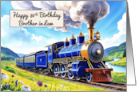Brother in Law’s 80th Birthday Watercolor Vibrant Vintage Steam Train card