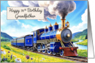 Grandfather’s 70th Birthday Watercolor Vibrant Vintage Steam Train card