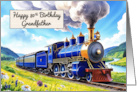 Grandfather’s 80th Birthday Watercolor Vibrant Vintage Steam Train card
