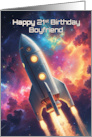 Boyfriend’s 21st Birthday Space Rocket Ship card