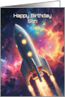 Son’s Birthday Space Rocket Ship Spacecraft card