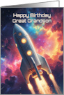 Great Grandson’s Birthday Space Rocket Ship Spacecraft card