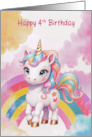 Happy 4th Birthday Rainbow Unicorn card