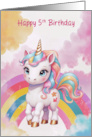 Happy 5th Birthday Rainbow Unicorn card