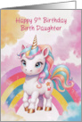 Birth Daughter’s 9th Birthday Rainbow Unicorn card