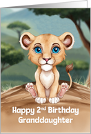 Granddaughter’s 2nd Birthday Cute and Colorful Lion Artwork card