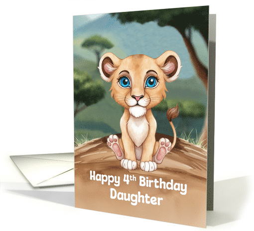 Daughter's 4th Birthday Cute and Colorful Lion Artwork card (1896354)