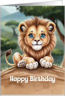 Happy Birthday Cute and Colorful Lion Artwork card