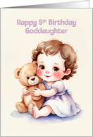 Goddaughter’s 5th Birthday Cute Girl Hugging Teddy Artwork card