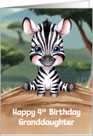 Granddaughter’s 4th Birthday Cute and Colorful Zebra Artwork card