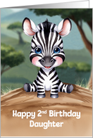 Daughter’s 2nd Birthday Cute and Colorful Zebra Artwork card