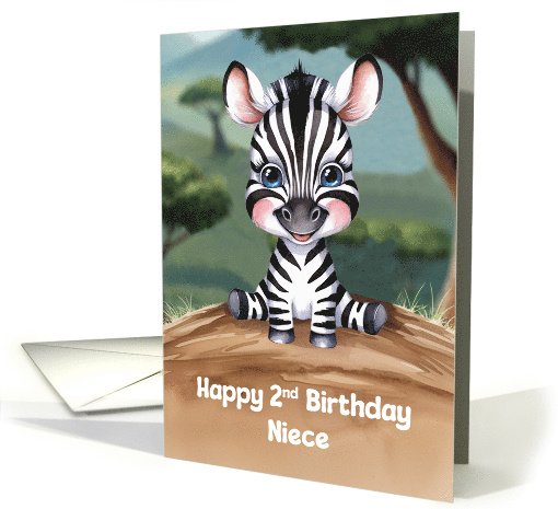 Niece's 2nd Birthday Cute and Colorful Zebra Artwork card (1898726)