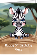 Niece’s 5th Birthday Cute and Colorful Zebra Artwork card