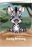 Happy Birthday Cute and Colorful Zebra Artwork card