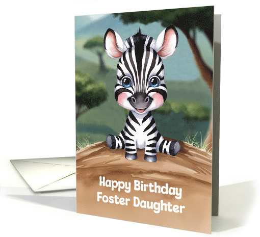Happy Birthday Foster Daughter Cute and Colorful Zebra Artwork card
