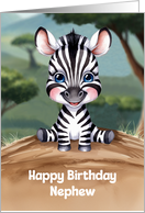 Nephew Birthday Cute and Colorful Zebra Artwork card