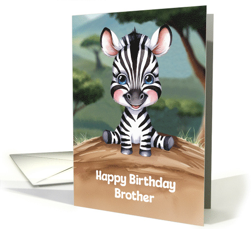 Brother Birthday Cute and Colorful Zebra Artwork card (1898892)
