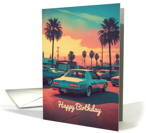 Happy Birthday Nostalgic Classic Car Scene card (1901016)