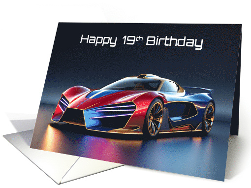 Happy 19th Birthday Futuristic Sports Car card (1901226)