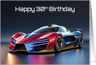 Happy 30th Birthday Futuristic Sports Car card