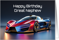 Happy Birthday Great Nephew Futuristic Sports Car card