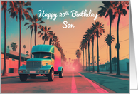 Son’s 20th Birthday Concept Nostalgic American Delivery Truck card