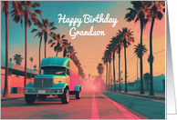 Happy Birthday Grandson Nostalgic American Delivery Truck card
