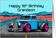 Grandson’s 18th Birthday Abstract Concept Hot Rod Truck card
