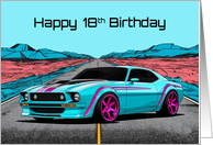 Happy 18th Birthday Abstract Concept Muscle Car card