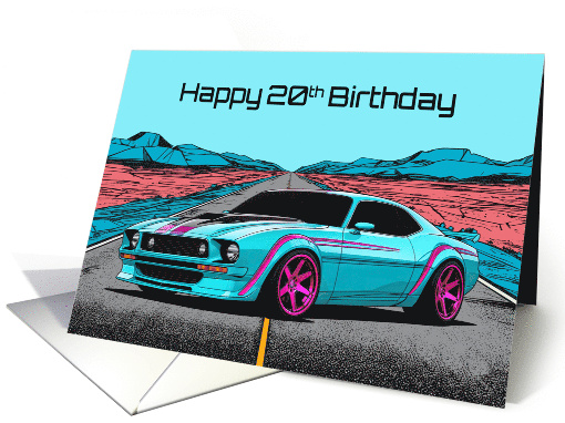 Happy 20th Birthday Abstract Concept Muscle Car card (1910954)