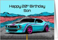 Son’s 20th Birthday Abstract Concept Muscle Car card