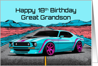 Great Grandson’s 18th Birthday Abstract Concept Muscle Car card