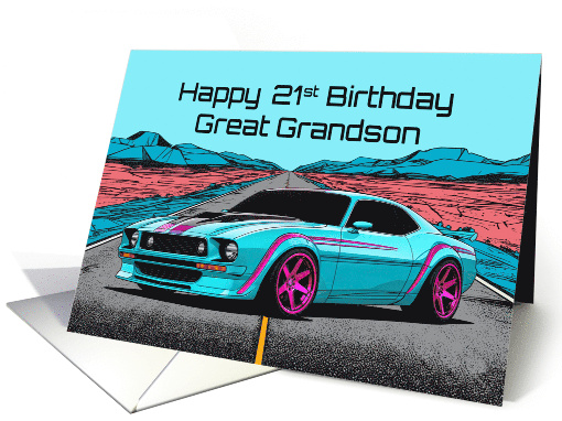 Great Grandson's 21st Birthday Abstract Concept Muscle Car card