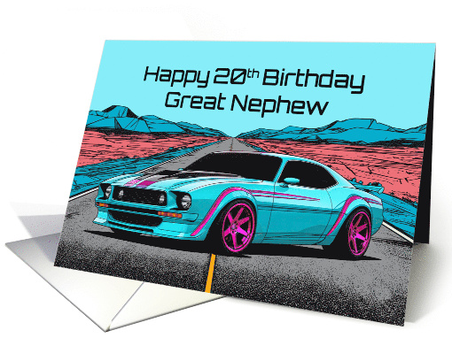 Great Nephew's 20th Birthday Abstract Concept Muscle Car card