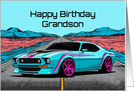 Grandson’s Birthday Abstract Concept Muscle Car card