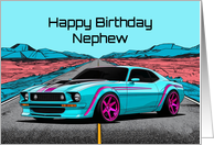 Nephew’s Birthday Abstract Concept Muscle Car card