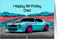 Dad’s Birthday Abstract Concept Muscle Car card