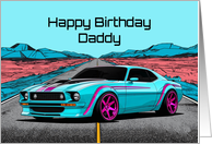 Daddy’s Birthday Abstract Concept Muscle Car card