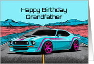 Grandfather’s Birthday Abstract Concept Muscle Car card