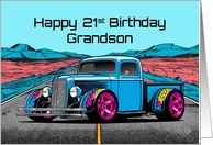 Grandson’s 21st Birthday Abstract Concept Hot Rod Truck card