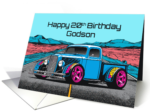 Godson's 20th Birthday Abstract Concept Hot Rod Truck card (1912192)