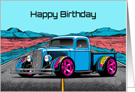 Happy Birthday Abstract Concept Hot Rod Truck card