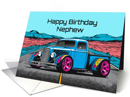 Nephew's Birthday Abstract Concept Hot Rod Truck card (1912448)