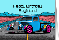 Boyfriend’s Birthday Abstract Concept Hot Rod Truck card